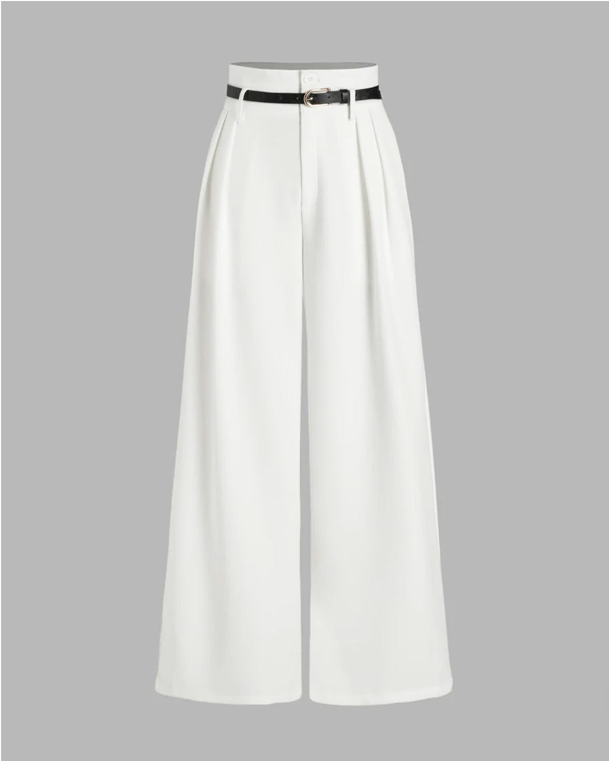 White Pleated Pants With Belt Plexo — free download